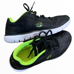 CHAMPION Cheetah Print Lace Tie Sneakers Black/Neon Green Size 7